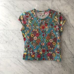 TODD OLDHAM TIMES SEVEN Floral Silk Top M VINTAGE